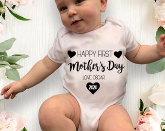Personalised Happy 1st Mothers Day Mothers Day Baby Bodysuit Baby Vest 114