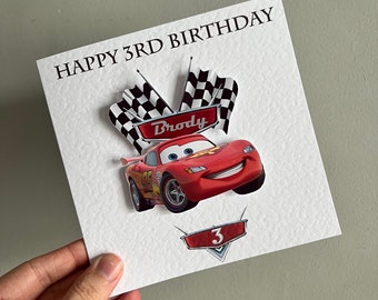 CARS 3D card / Birthday / lightning McQueen birthday card / childrens birthday card / personalised card