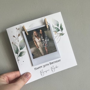 PEG POLAROID EUCALYPTUS cards - Personalise for free / photo / peg / birthday / any occasion