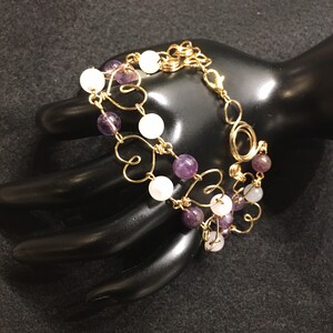 Amethyst and Rose Quartz dainty bracelet