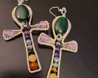 Chakra Ankh earrings