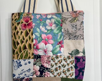 Tote Bag Patchwork Handcrafted Reusable Scrappy