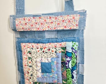 Denim Bag Tote Bag Upcycled Quilt Purse