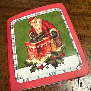 Handmade Christmas Mini Journal: Upcycled Holiday Notebook, Stocking Stuffer