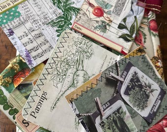 Botanical Junk Journal Set of 6 Handmade Collage Tags Journal Crafting Mixed Media