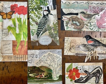 Wings and Whisper Collection, Junk Journal Tags,Ephemera, Handmade Notecards