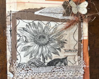 Junk Journal Sunflower Scrapbook Art Book Writing Journal Small