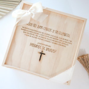 Padrinos de Bautizo Gift Box, Regalo Para Bautismo, Madrina Gifts, Madrina, Padrino, Quieres ser mi Bautismo Personalizado Caja de Madera Grabada