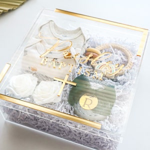 Customized Luxury Keepsake Baptism Acrylic Box | Personalized Baby First Communion Box With Name EMPTY | Bautizo Gift Box | Christening Gift