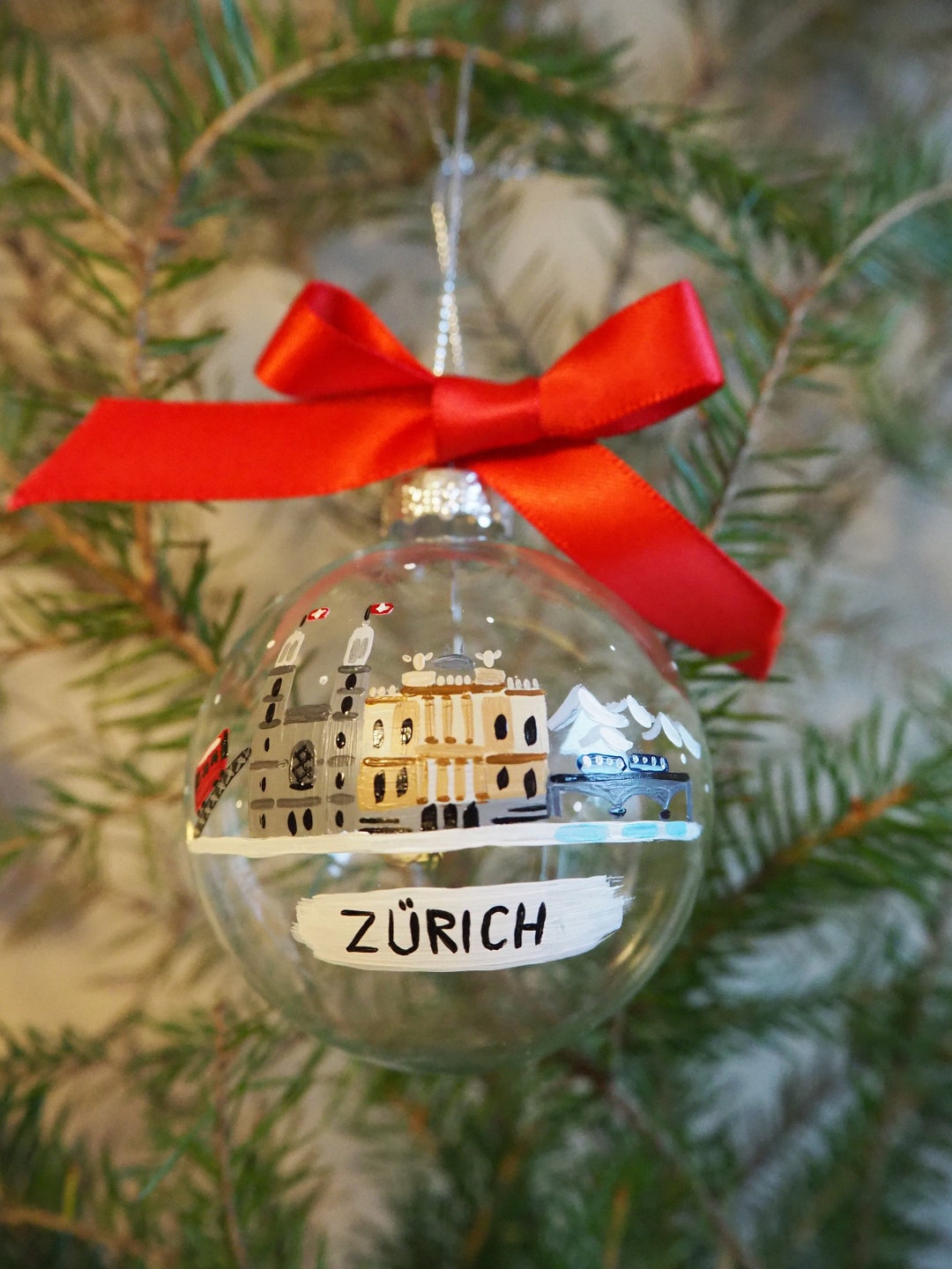 Zurich Switzerland Christmas Ornament Glas, Christmas Tree Bauble