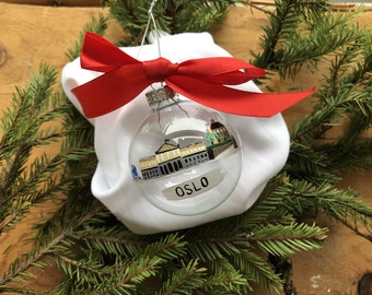 Oslo Christmas Ornament Glas, Christmas Tree Bauble, Christmas Present, Handmade