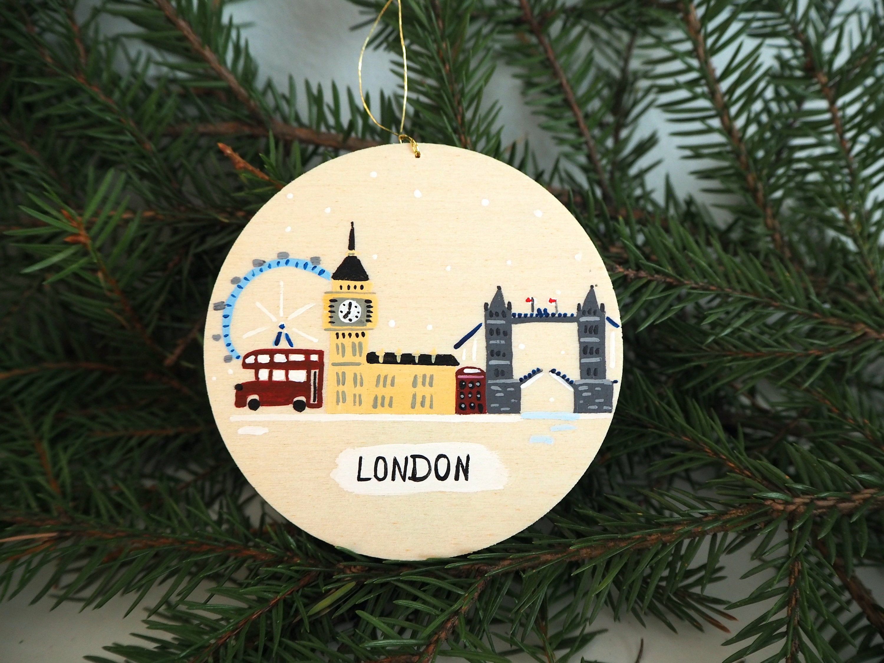 Ornement de Noël Londres Grande-Bretagne, Cadeau Noël, Fait à La Main