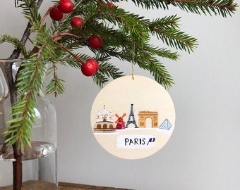 Paris Christmas Ornament, Christmas Present, Handmade