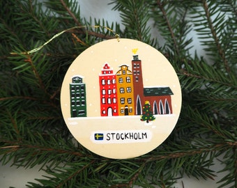 Stockholm Sweden Christmas Ornament, Christmas Present, Handmade