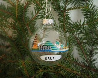 Bali Indonesia Christmas Ornament Glas, Christmas Tree Bauble, Christmas Present, Handmade