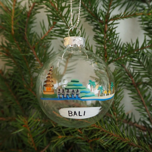 Bali Indonesia Christmas Ornament Glas, Christmas Tree Bauble, Christmas Present, Handmade