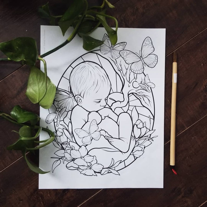 Transformation PRINTABLE Coloring Page Pregnancy Fetus | Etsy