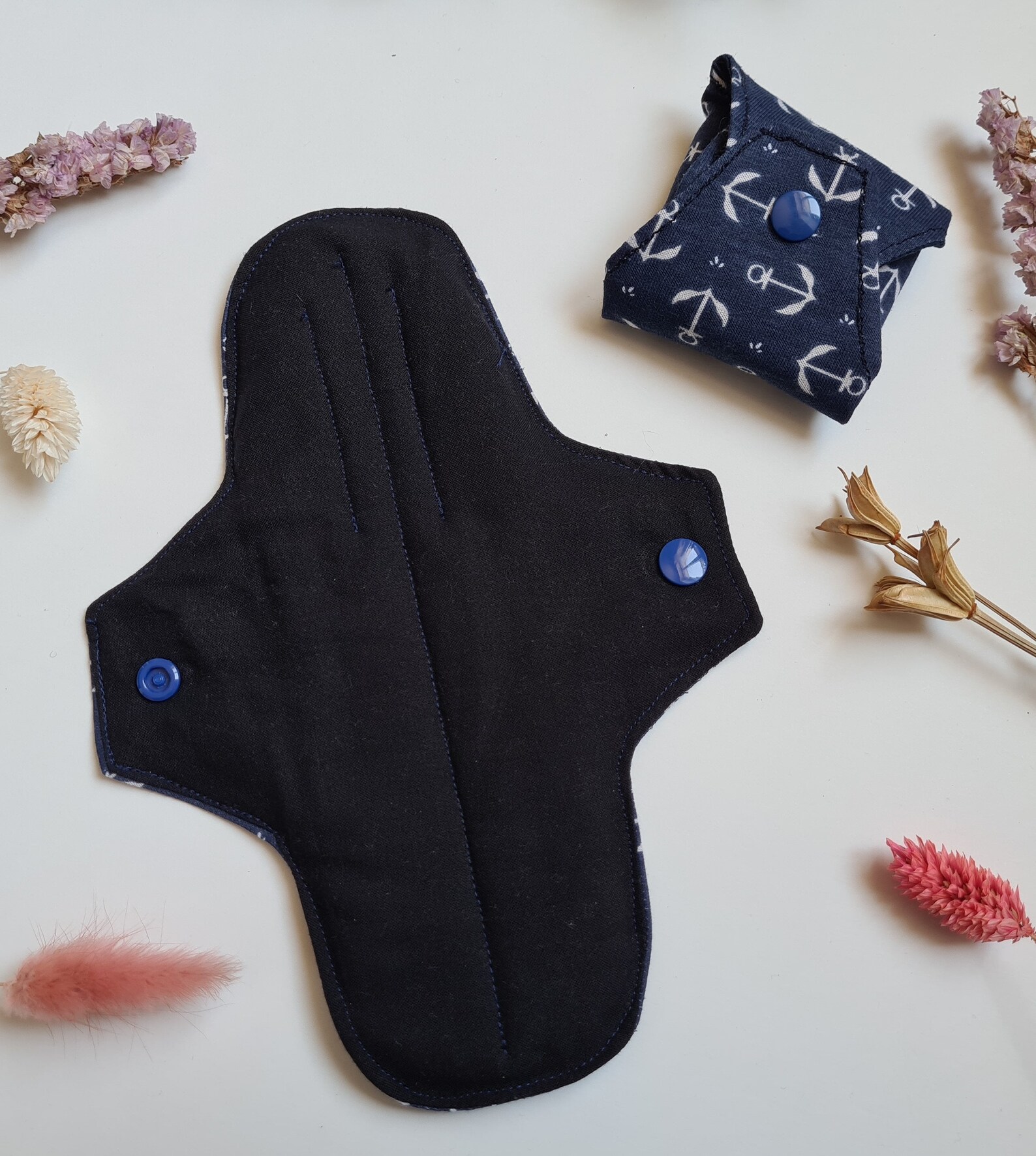 Organic reusable washable sanitary towel / Marine Anchors Etsy