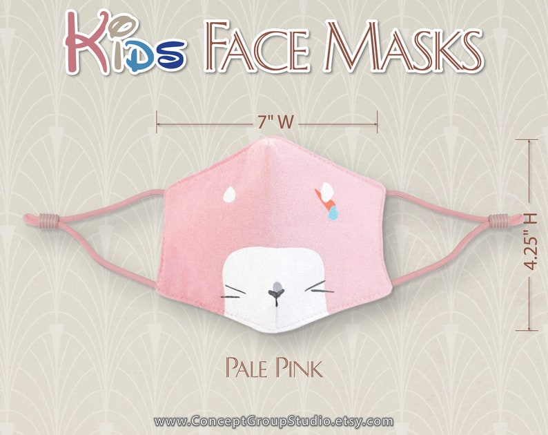 Kids Face Mask, Cute Animals Pattern, Child, Children Face Mask, Boy Girl Face Mask, Reusable, Washable Cover Mask, Cotton Fabric Face Mask Pale Pink