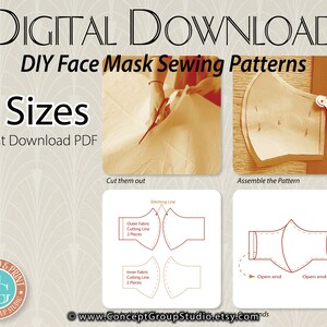 DIY Sewing Mask Patterns, 6 Sizes, Adult, Teen and Kids, 3D Fit Mask ...