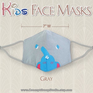 Kids Face Mask, Cute Animals Pattern, Child, Children Face Mask, Boy Girl Face Mask, Reusable, Washable Cover Mask, Cotton Fabric Face Mask Gray