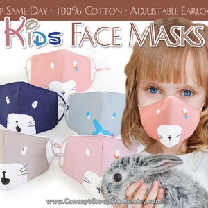Kids Face Mask, Cute Animals Pattern, Child, Children Face Mask, Boy Girl Face Mask, Reusable, Washable Cover Mask, Cotton Fabric Face Mask image 1