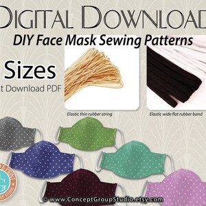 DIY Sewing Mask Patterns, 6 Sizes, Adult, Teen and Kids, 3D Fit Mask ...