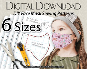DIY Sewing Mask Patterns 6 Sizes Adult Teen and Kids 3D | Etsy