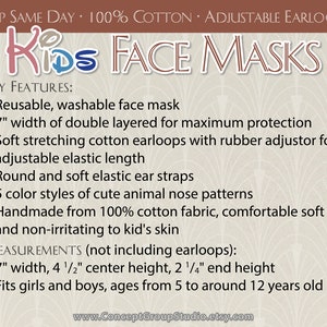 Kids Face Mask, Cute Animals Pattern, Child, Children Face Mask, Boy Girl Face Mask, Reusable, Washable Cover Mask, Cotton Fabric Face Mask image 10