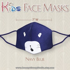 Kids Face Mask, Cute Animals Pattern, Child, Children Face Mask, Boy Girl Face Mask, Reusable, Washable Cover Mask, Cotton Fabric Face Mask Navy Blue