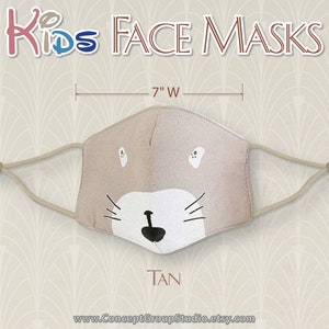 Kids Face Mask, Cute Animals Pattern, Child, Children Face Mask, Boy Girl Face Mask, Reusable, Washable Cover Mask, Cotton Fabric Face Mask Tan