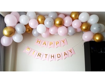 DIY Balloon garland party kit. Party decoration. Balloon backdrop. Macaron Pink theme.