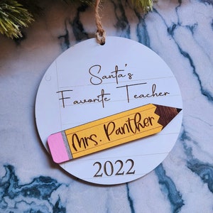 Digital File Only!! Santa&#39;s Favorite Teacher Ornament | Teacher Ornament File | Teacher Christmas Ornament