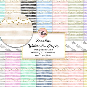 Motif sans couture rayures aquarelles, rayures aquarelle papier numérique, fonds aquarelle, motif rayures, papier aquarelle Pastel 3