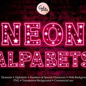 Pink neon alphabet clipart, Neon letters clipart, Digital neon font, Neon numerals, Neon overlays, Neon numbers, Digital neon, Brick, PNG 9
