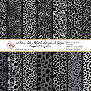 Naadloze achtergrondpatroon zwarte en grijze luipaardprint, donkere vet monotone cheetah instant download voor commercieel gebruik