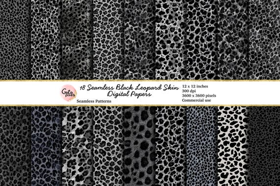 Black Leopard Print Seamless Pattern: Monotone Cheetah
