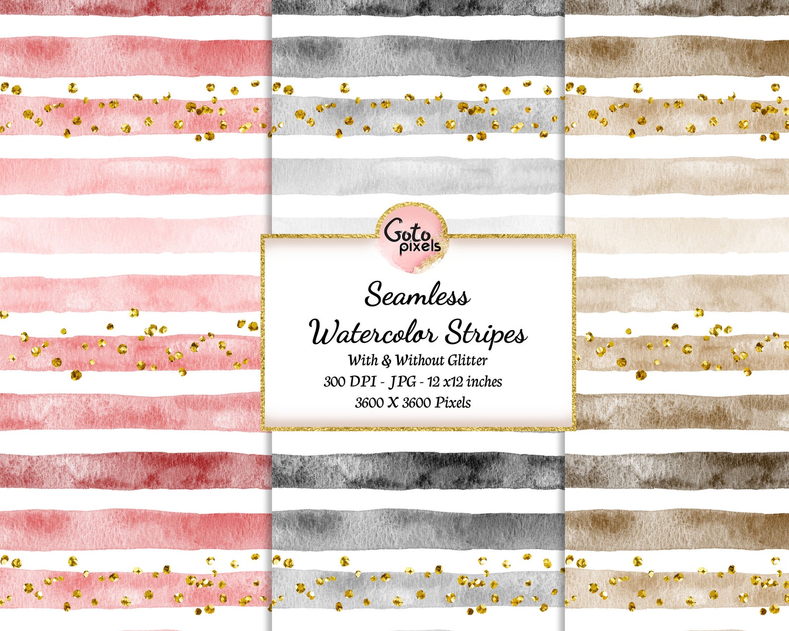 Watercolor Stripes Seamless Pattern: Pastel Digital Paper (digital ...