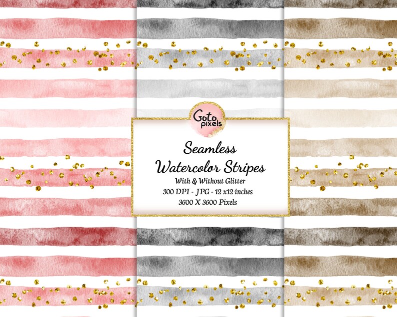 Watercolor Stripes Seamless Pattern: Pastel Digital Paper (digital ...