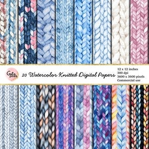Aquarell Strickmuster, gestrickte Textur Digitales Papier, Strickmuster sich wiederholende Hintergründe, Download für kommerzielle Nutzung