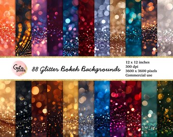 Glitter Bokeh Backgrounds: 88 Soft Ombre Digital Papers (Digital Download)