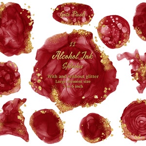 Logo Fond Bourgogne aquarelle fond clipart Alcool encre clipart Rouge et or aquarelle logo Digital Download Splash Splotches 2
