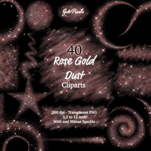 Rose Gold Star Clipart, Rose Gold Glitter Clip Art, Pixie Dust, Sparkle PNG-bestanden, Gold Dust-overlays, Gold Star Night Sky Download
