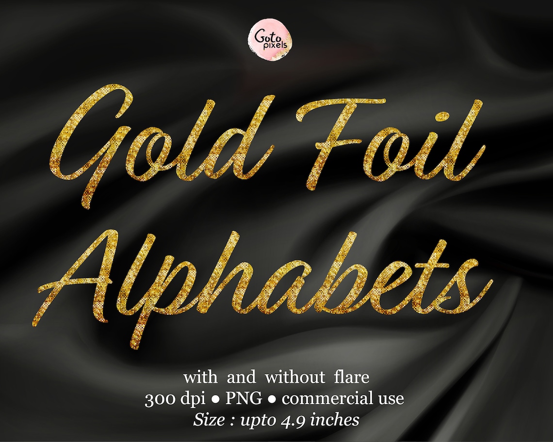 Gold Foil Alphabet Digital Clipart PNG File Format. Letters Etsy