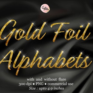 Gold Foil alphabet digital clipart PNG file format. Letters and numbers digital clip art, gold letters and numbers glitter clip art 104