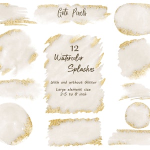 Clipart de glitter aquarela Greige, clipart de respingos e manchas | Fundos de aquarela, arquivos PNG digitais, fundo de logotipo, fundo de logotipo