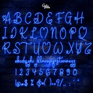 Neon Letters Clipart, Blue Neon Alphabet Clipart, Digital Neon Font ...