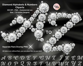 Diamond Alphabet PNG Clipart: Rhinestone Letters, Numbers, Symbols (Digital Download)