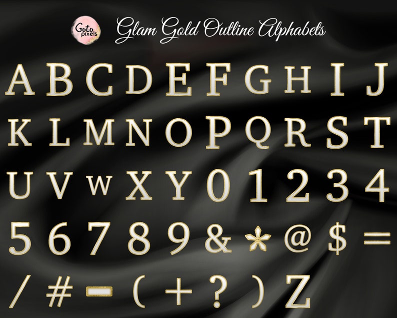 Gold Glam Alphabet Clipart, Gold Font Clipart, Gold Foil Alphabet, Gold ...