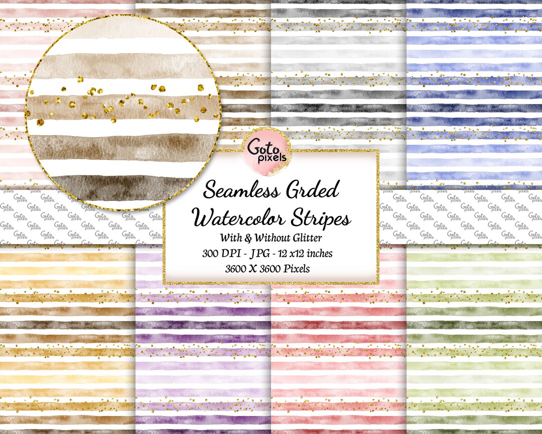Watercolor Stripes Seamless Pattern: Pastel Digital Paper (digital ...